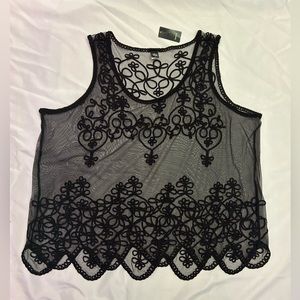 NWT Torrid 5 black sheer embroidered tank blouse
